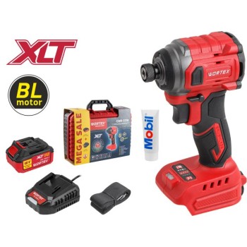 Аккум. ударный гайковерт/винтоверт WORTEX CWR 0218 XLT 1x4 А*ч, БЕСЩЕТ., 18 В, 220 Н*м