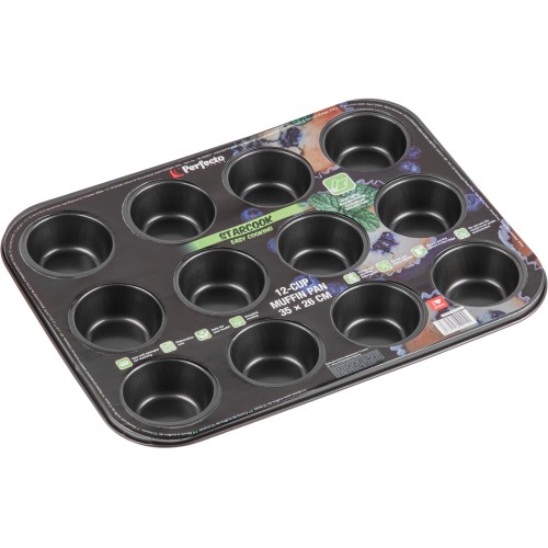 Форма для выпечки, прямоугольная, 12 кексов, 35х26 см., антиприг. покр., STARCOOK, PERFECTO LINEA