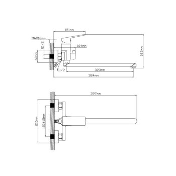 Смеситель для ванны (Lt) D35, серия NEO AV Engineering