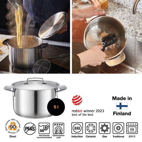 Кастрюля 5л All Steel Fiskars