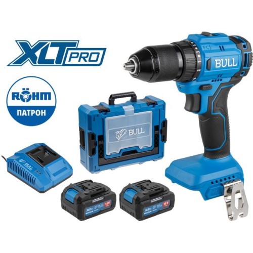 Аккум. дрель-шуруповерт BULL SR 1803, 2x4 А*ч, 45 Н*м, БЗП 13 мм