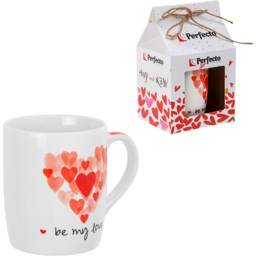 Кружка керамическая, в кор., 350 мл., LOVE HEARTS-3, PERFECTO LINEA