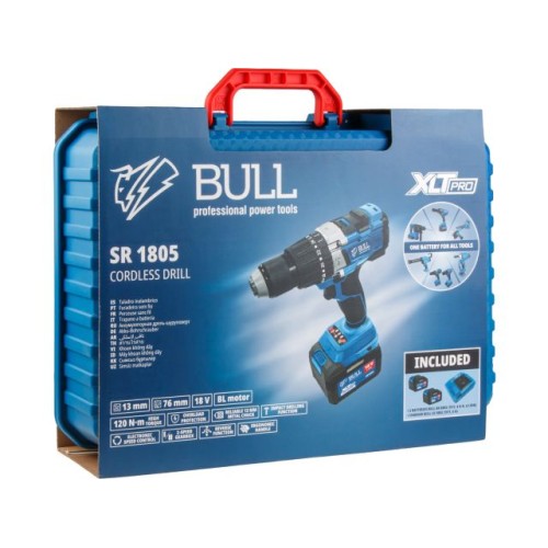 Аккум. дрель-шуруповерт BULL SR 1805, 2х6 А*ч, 120 Н*м, БЗП(мет.) 13 мм