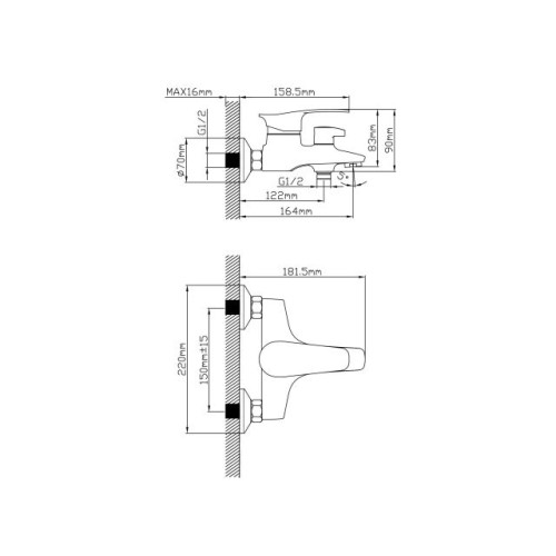 Смеситель для ванны (Lt) D40, серия JAS AV Engineering
