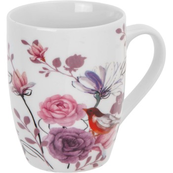 Кружка керамическая, 360 мл., FLOWER BIRD-4, PERFECTO LINEA