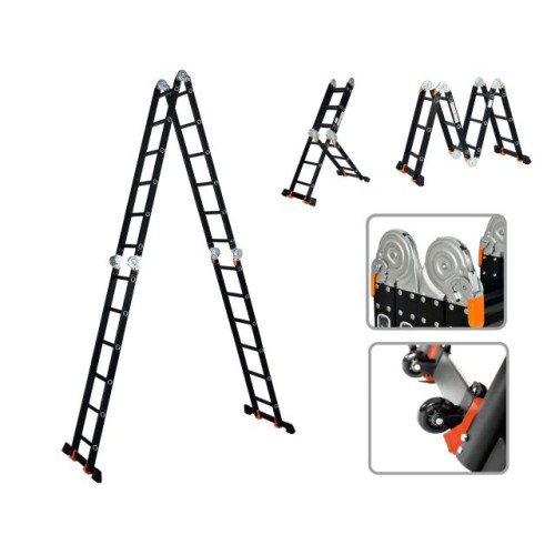 Лестница алюм. многофункц.4х6 ступ.(стрем.-332см,лестн.-690см) 17,0кг BLACK LINE STARTUL (ST9930-06)