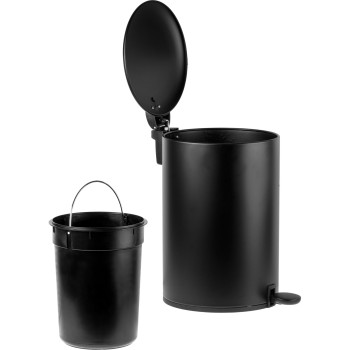 Ведро для мусора с педалью, 12 л, черное, серия Black Onyx, сталь, PERFECTO LINEA