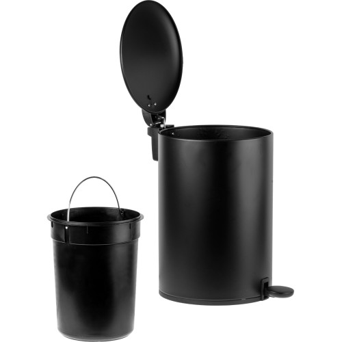 Ведро для мусора с педалью, 12 л, черное, серия Black Onyx, сталь, PERFECTO LINEA