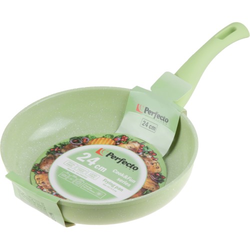 Сковорода ф 24х5.5 см, алюм., антиприг. покр., серия Cook&Fun, зеленая, PERFECTO LINEA