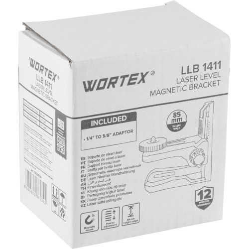 Держатель нивелира магнитный WORTEX LLB 1411 в кор., микролифт, 2 рег., + переходник