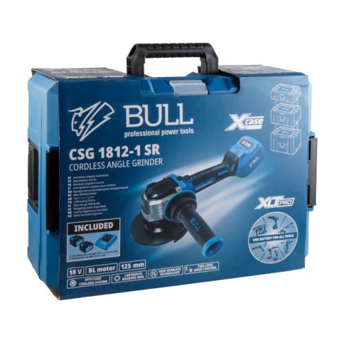Аккум. углошлифмашина BULL CSG 1812-1 SR 2x6 Ач, 125 мм, рег. об