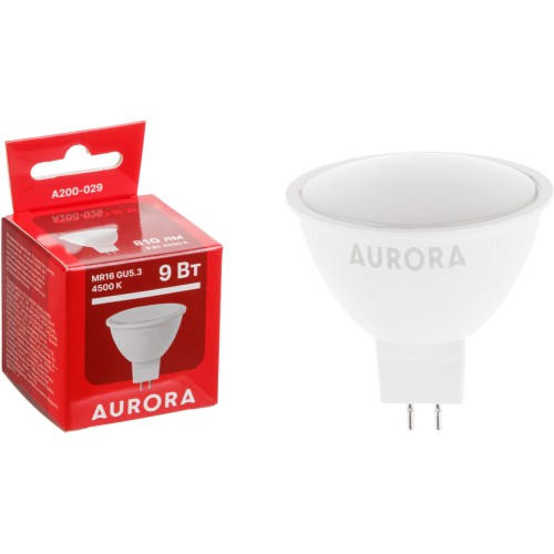 Лампа светодиодная MR16 9Вт 230В GU5.3 4500K AURORA