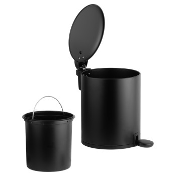 Ведро для мусора с педалью, 5 л, черное, серия Black Onyx, сталь, PERFECTO LINEA