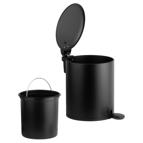 Ведро для мусора с педалью, 5 л, черное, серия Black Onyx, сталь, PERFECTO LINEA