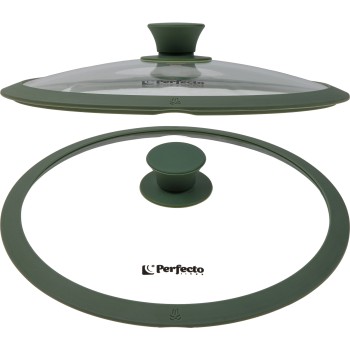 Крышка стеклянная, 240 мм, с силиконовым ободом, круглая, NATURAL GREEN, PERFECTO LINEA