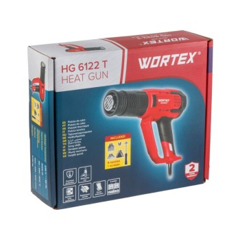 Термовоздуходувка WORTEX HG 6122 T + набор сопл 2000 Вт, 3 режима., 60-600 °С