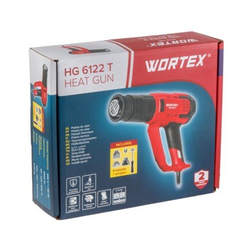 Термовоздуходувка WORTEX HG 6122 T + набор сопл 2000 Вт, 3 режима