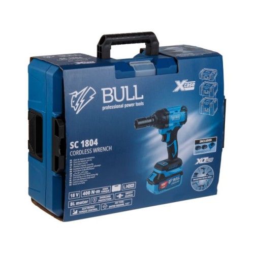 Аккум. ударный гайковерт BULL SC 1804 Xcase, XLTpro, БЕСЩЕТ., 18 В, 400 Н*м, 1/2