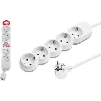 Удлинитель 3м (5 роз., 3,5кВт, с/з, ПВС 3х1,5) LEIDEN ELECTRIC