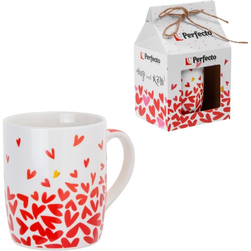 Кружка керамическая, в кор., 350 мл., LOVE HEARTS-4, PERFECTO LINEA