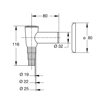 Сифон для стиральной машины наружный хром, AV Engineering