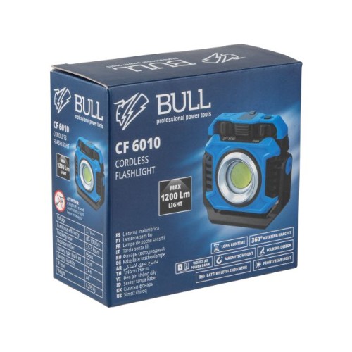 Фонарь светодиодный аккумуляторный BULL CF 6010 в кор. 80-1200 Лм, стробоскоп, магнит