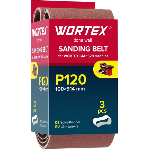 Шлифлента 100x914 мм P120 бесконечная 3 шт. для станка WORTEX GM 1528