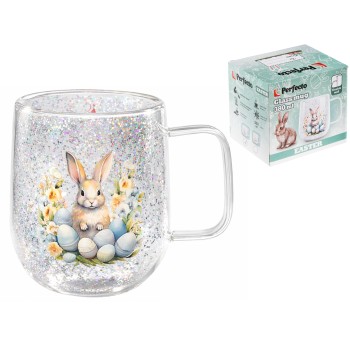 Кружка стеклянная с двойными стенками, 380 мл, серия EASTER-1, PERFECTO LINEA