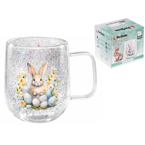 Кружка стеклянная с двойными стенками, 380 мл, серия EASTER-1, PERFECTO LINEA