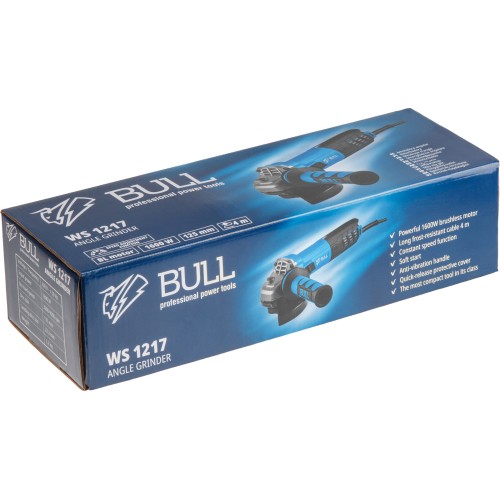 Одноручная углошлифмашина BULL WS 1217 , рег. об