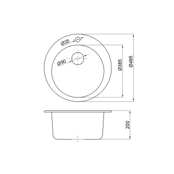 Мойка кухонная из искусственного камня POINT олово 495х495 мм, AV Engineering