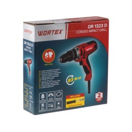 Ударная дрель-шуруповерт WORTEX DR 1323 D 450 Вт, 83 Нм, 2 скор., БЗП 1.5-13 мм, 4 м шнур