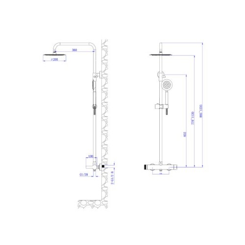 Душевая система (SUS 304) D35, серия BON AV Engineering