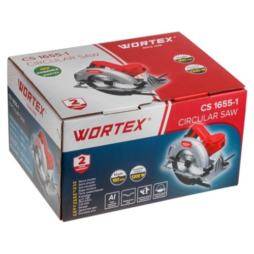 Циркулярная пила WORTEX CS 1655-1 1200 Вт, 160 мм, пропил до 55 мм, алюм. подошва