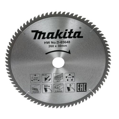 Диск пильный универсальный STANDART 260X30X2.6X80T Makita
