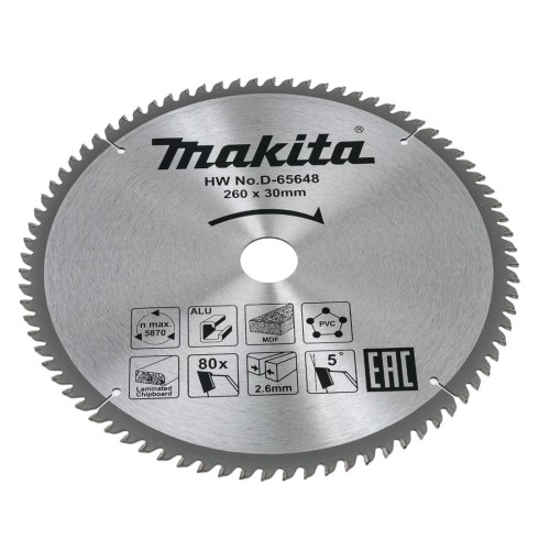 Диск пильный универсальный STANDART 260X30X2.6X80T Makita