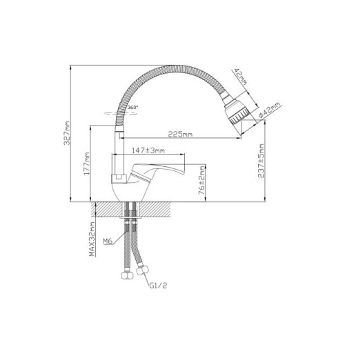 Смеситель для кухни (Lt) D35, серия URS AV Engineering