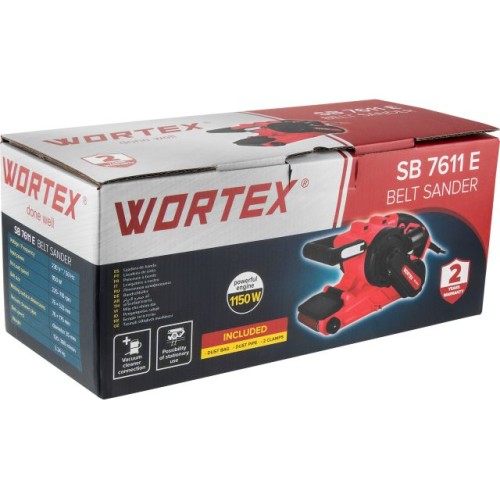 Ленточная шлифмашина Wortex SB 7611 E 1150 Вт, лента 76х533 мм, крепление к столу