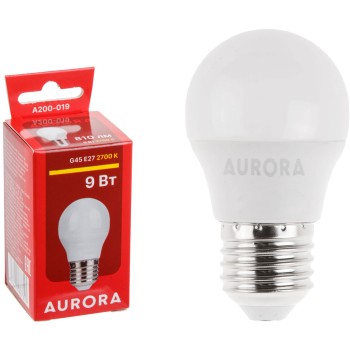 Лампа светодиодная G45 ШАР 9Вт 230В E27 2700K AURORA