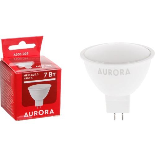 Лампа светодиодная MR16 7Вт 230В GU5.3 4500K AURORA