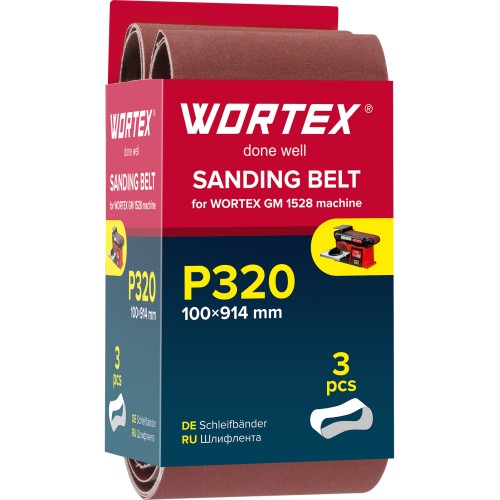 Шлифлента 100x914 мм P320 бесконечная 3 шт. для станка WORTEX GM 1528