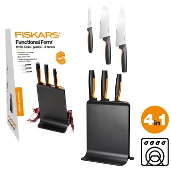 Набор ножей 3 шт пластиковый блок FF Fiskars