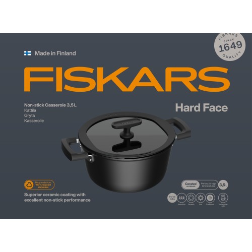 Кастрюля 3.5л c крышкой Hard Face FISKARS