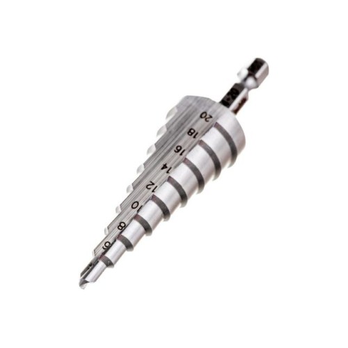 Сверло ступенчатое HSS с прямым желобком, 4-20x75, 1/4