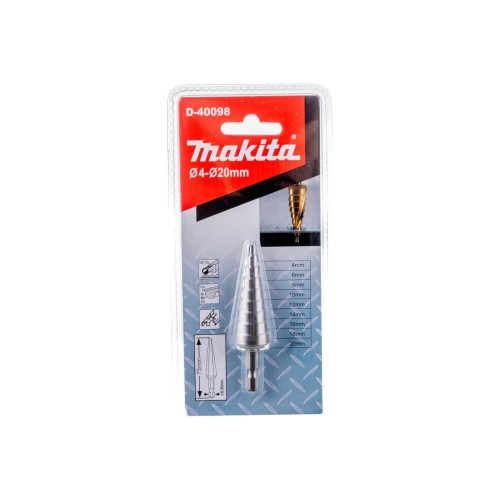 Сверло ступенчатое HSS с прямым желобком, 4-20x75, 1/4