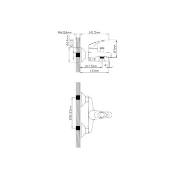 Смеситель для ванны (Lt) D35, серия URS AV Engineering