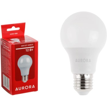 Лампа светодиодная A60 СТАНДАРТ 12Вт 230В E27 4500K AURORA