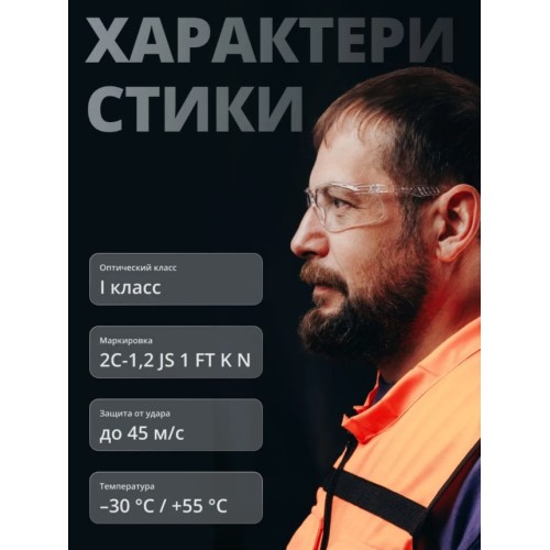 Очки открытые JETA SAFETY Optic-Fit прозрачные