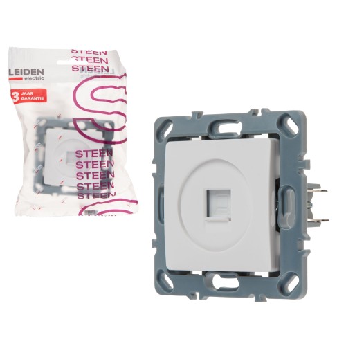 Розетка компьютерная 1xRJ45 (скрытая, механизм, Cat5e) белая, Steen, LEIDEN ELECTRIC