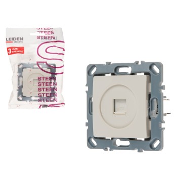 Розетка компьютерная 1xRJ45 (скрытая, механизм, Cat5e) бежевая, Steen, LEIDEN ELECTRIC